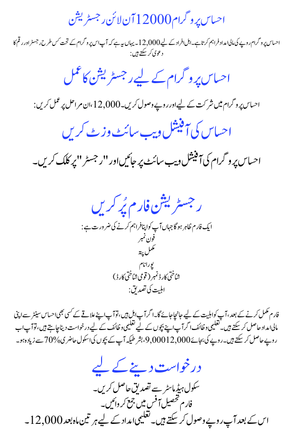 Ehsaas Program 12000 Online Registration: