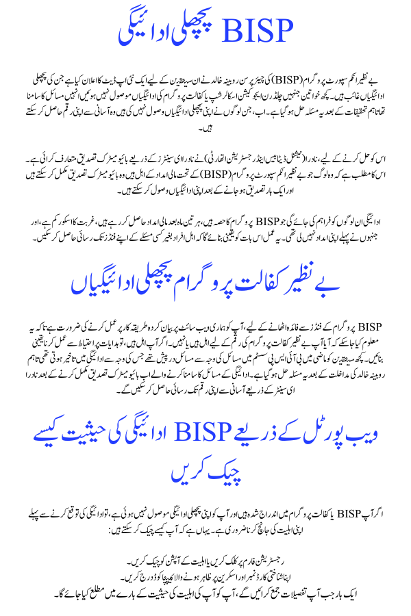 BISP Previous Payment: