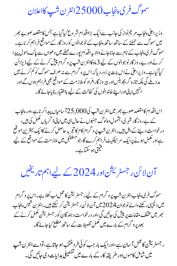 Smog-Free Punjab 25000 Internship Announced: