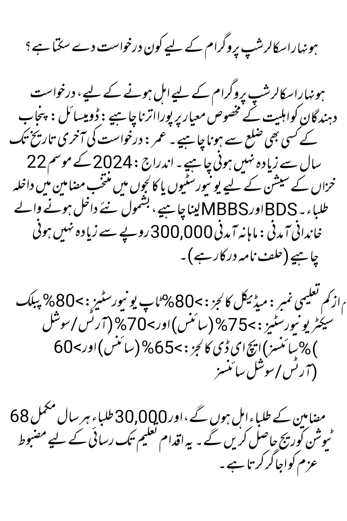 Punjab Honhaar Scholarship Program