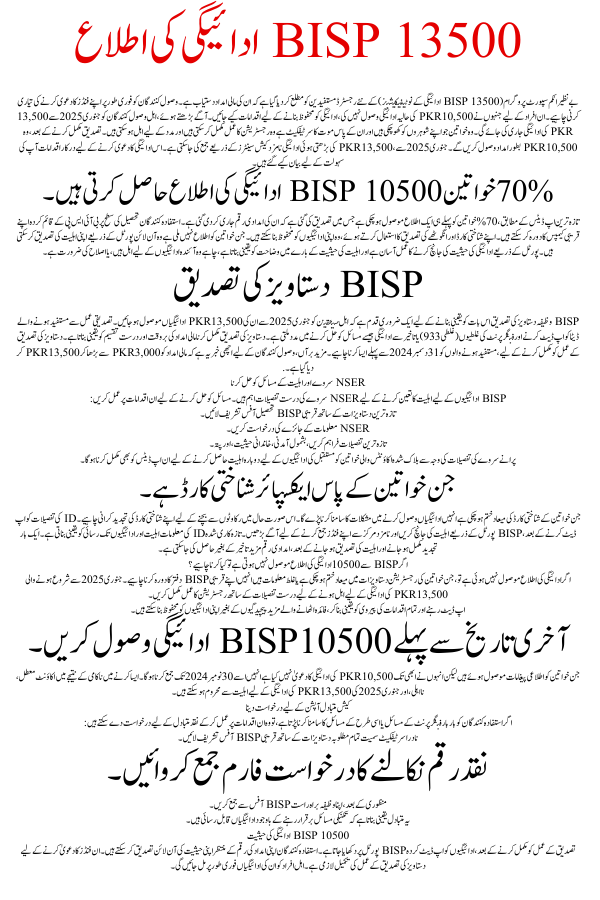 BISP 13500 Payment Notifications