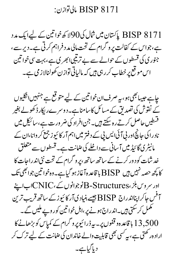 BISP 8171 Financial balance